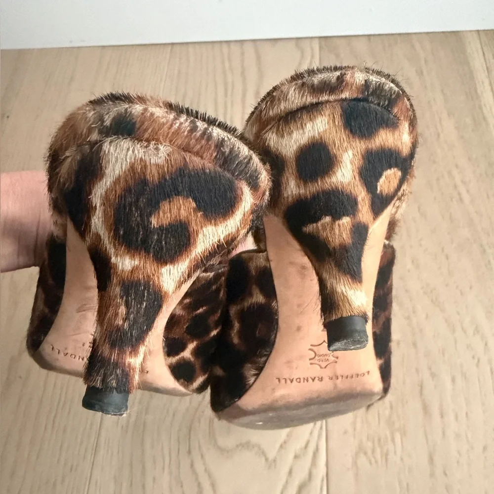 Loeffler Randall Leopard Print Women's Mules - Picture 5 of 6
